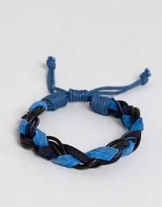 Плетеный кожаный браслет Jack &amp; Jones - Темно-синий