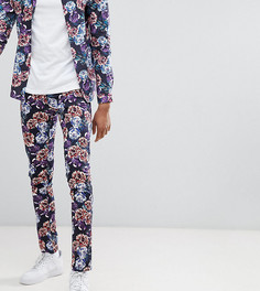 Облегающие брюки с цветочным принтом ASOS DESIGN Tall - Темно-синий