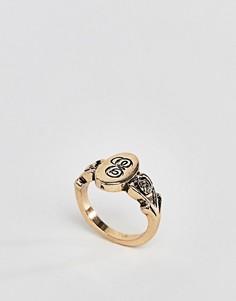 Кольцо с буквой Е ASOS DESIGN - Золотой