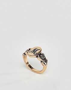 Кольцо с буквой М ASOS DESIGN - Золотой