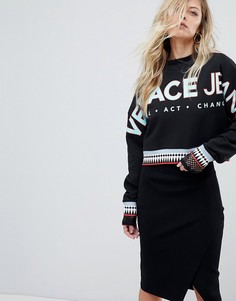 Укороченный оверсайз-свитшот с логотипом Versace Jeans - Черный