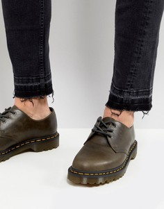 Серо-коричневые ботинки с 3 парами люверсов Dr Martens 1461 - Коричневый