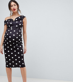 Платье миди в горошек с открытыми плечами ASOS DESIGN Maternity - Мульти