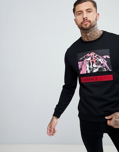 Черный свитшот с принтом тигра на спине Versace Jeans - Черный