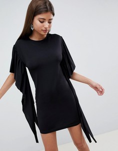 Облегающее платье с длинными оборками на рукавах ASOS DESIGN - Черный