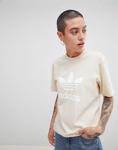 Свободная футболка кремового цвета adidas Originals - Розовый