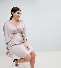 Платье мини с глубоким вырезом ASOS DESIGN Curve - Розовый
