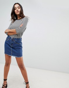 Джинсовая мини-юбка с заклепками Liquor N Poker - Синий