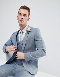 Синий фактурный пиджак скинни ASOS Wedding - Синий