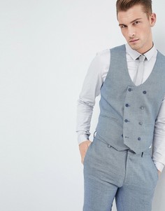 Фактурный приталенный жилет синего цвета ASOS Wedding - Синий