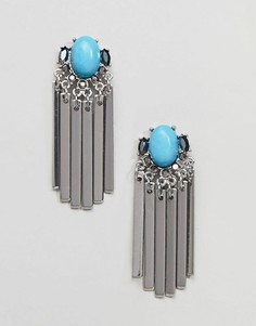 Металлические серьги-кисточки с камнями ASOS DESIGN - Серебряный