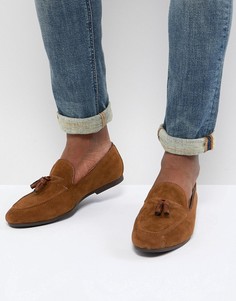 Коричневые лоферы из искусственной замши с кисточками Burton Menswear - Коричневый