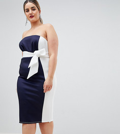 Платье-бандо миди в стиле колор блок ASOS DESIGN Curve - Мульти