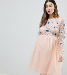 Платье мини из тюля с вышивкой ASOS DESIGN Maternity - Розовый