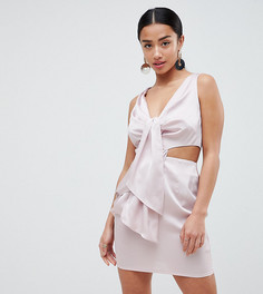 Атласное платье мини ASOS DESIGN Petite - Серый