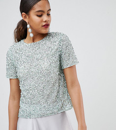 Футболка с отделкой пайетками ASOS DESIGN Tall - Зеленый