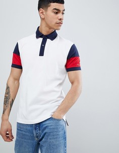 Поло из пике белого цвета колор блок классического кроя Tommy Hilfiger Essential - Белый