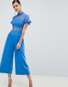 Комбинезон с кружевным топом и кюлотами ASOS DESIGN - Синий