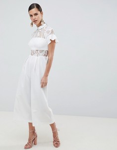 Комбинезон с кружевным топом и кюлотами ASOS DESIGN - Белый