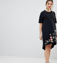 Платье-футболка с асимметричным краем и вышивкой ASOS DESIGN Maternity - Черный