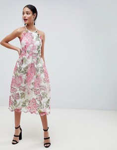 Платье миди из кружева с цветочной отделкой ASOS DESIGN - Мульти