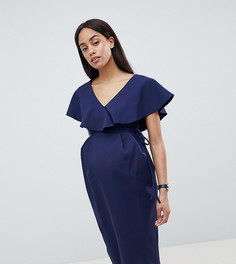 Платье миди с оборкой и запахом ASOS DESIGN Maternity - Темно-синий