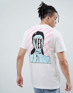 Свободная удлиненная футболка с принтом на спине ASOS DESIGN - Белый