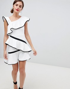 Платье мини с оборками ASOS DESIGN - Белый