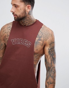 Oversize-майка с заниженной проймой и принтом ASOS DESIGN - Красный