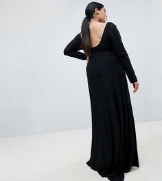Платье макси с открытой спиной и разрезом до бедра Fashionkilla Plus - Черный