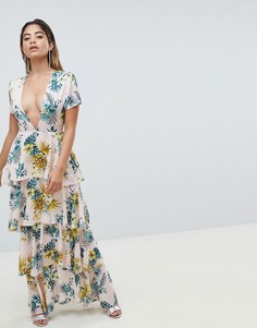 Платье макси с глубоким вырезом Missguided - Розовый