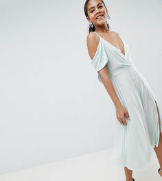 Плиссированное платье миди ASOS DESIGN Tall - Зеленый