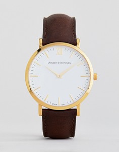 Часы с коричневым кожаным ремешком Larsson &amp; Jennings Lugano 40 мм - Коричневый