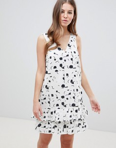 Летнее ярусное платье мини с принтом ASOS DESIGN - Мульти