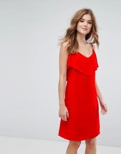 Платье на бретелях с оборкой Lavand - Красный