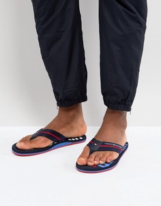Темно-синие шлепанцы с широкой полосой и логотипом Tommy Hilfiger - Темно-синий