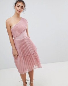 Плиссированное платье на одно плечо Glamorous - Розовый