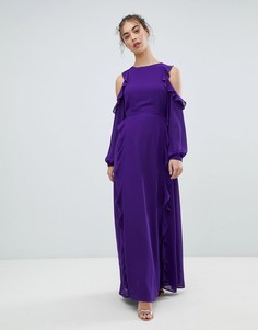Платье с открытыми плечами и оборками Glamorous - Фиолетовый