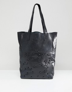 Кожаная сумка-шоппер с бусинами Urbancode - Черный