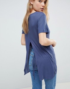 Oversize-футболка с разрезом на спине Brave Soul - Синий