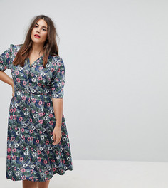 Платье на пуговицах с цветочным принтом Uttam Boutique Plus - Мульти