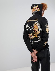 Худи на молнии с вышивкой дракона Maharishi Signature - Черный