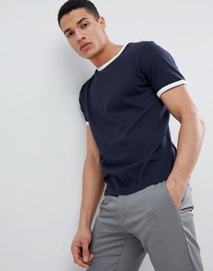 Базовая футболка с контрастной окантовкой Brave Soul - Темно-синий