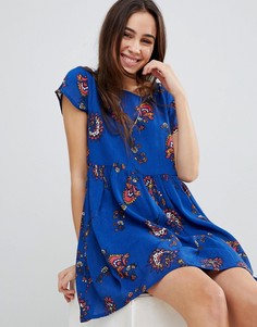 Платье с присборенной юбкой и цветочным принтом Brave Soul - Синий
