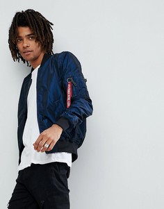Синий бомбер с эффектом металлик Alpha Industries MA-1LW Iridium - Темно-синий