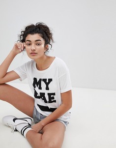 Футболка с надписью My Bae Noisy May - Белый