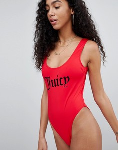 Слитный купальник с надписью Juicy Couture - Красный