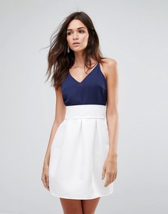 Приталенное платье с контрастной юбкой Ax Paris - Мульти