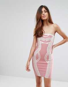 Облегающее бандажное платье с контрастной отделкой Love &amp; Other Things - Розовый