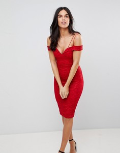 Облегающее кружевное платье с бретельками Ax Paris - Красный